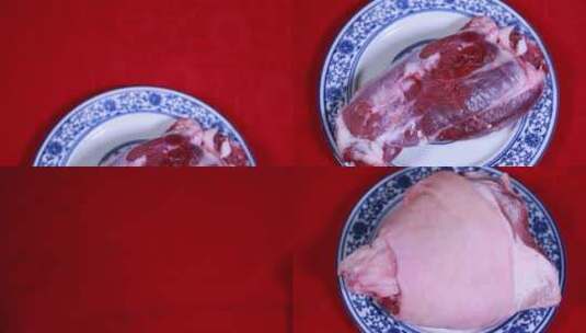 【镜头合集】瘦肉筋膜牛腱子肥肉猪肘子高清在线视频素材下载