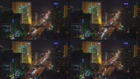北京夜间繁忙的道路和建筑物高清在线视频素材下载
