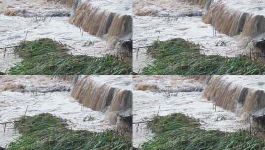旅游景区 丹河夏季河床瀑布 水草滩高清在线视频素材下载