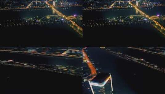 长沙城市夜景航拍高清在线视频素材下载