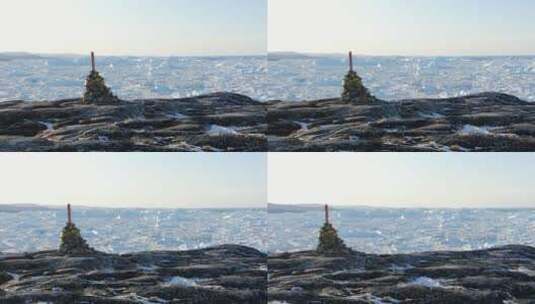 格陵兰伊卢利萨特徒步标志高清在线视频素材下载