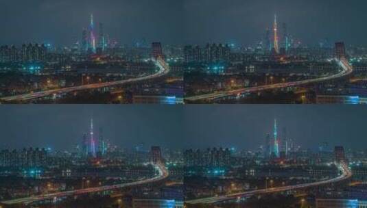 广州_新光大桥夜景_珠江新城夜景_广州塔高清在线视频素材下载
