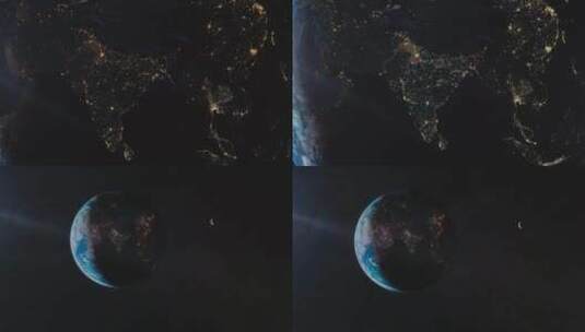 震撼蓝色地球夜晚电力夜景三维动画漫游大气高清在线视频素材下载