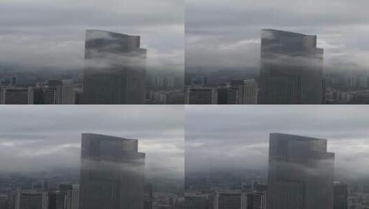 云雾缭绕的广州东塔高清在线视频素材下载