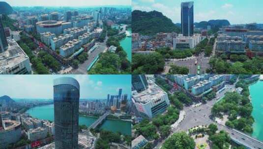 柳州航拍系列柳州城市建筑多镜头高清在线视频素材下载