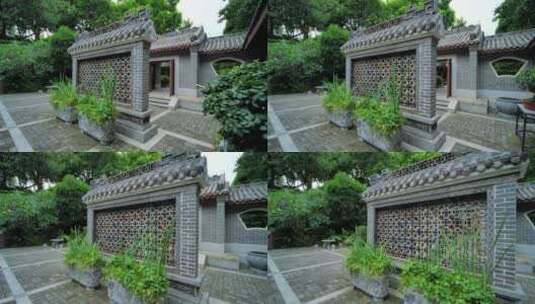 中式园林庭院古建筑院子影壁墙屏风高清在线视频素材下载