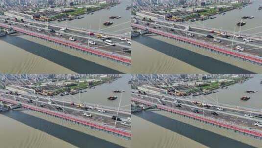 车辆行驶在上海杨浦大桥上高清在线视频素材下载