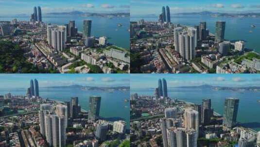 厦门航拍城市建筑风光高清在线视频素材下载