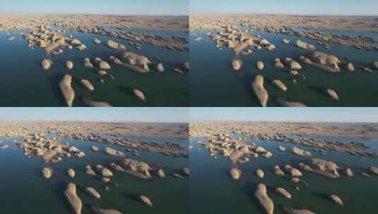 青海乌素特水上雅丹地貌日落自然风光高清在线视频素材下载