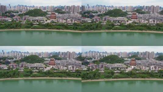 柳州窑埠古镇航拍风光高清在线视频素材下载