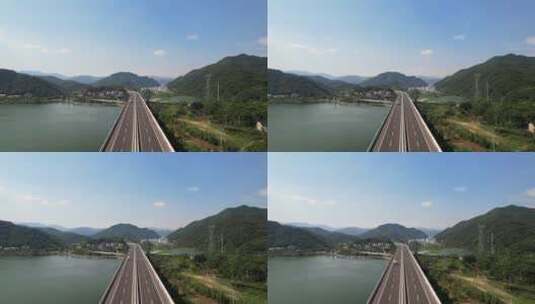 杭州建德新安江高速公路航拍高清在线视频素材下载