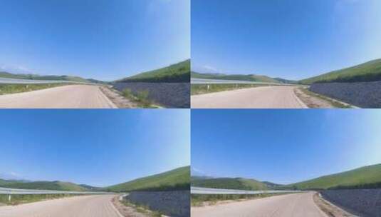 第一视角夏季草原平缓山路高清在线视频素材下载