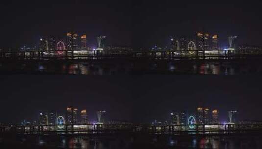 泉州东海泰禾夜景城市夜景江滨晋江大桥夜景高清在线视频素材下载