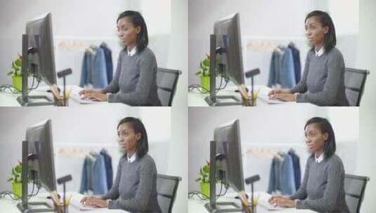 在电脑前工作的女人高清在线视频素材下载