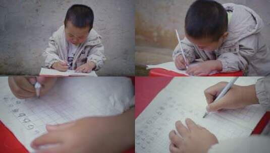 4k实拍幼儿园小朋友练习写字写作业高清在线视频素材下载