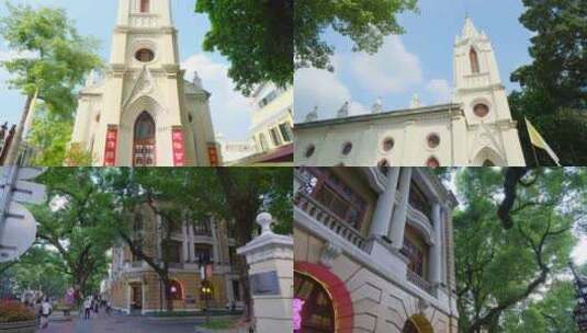 广州老街沙面街景历史景观欧式建筑高清在线视频素材下载