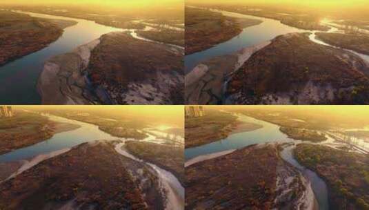 西安渭河冬季河道高清在线视频素材下载