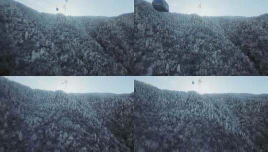 江西庐山风景区交通索道上行雪景视频高清在线视频素材下载