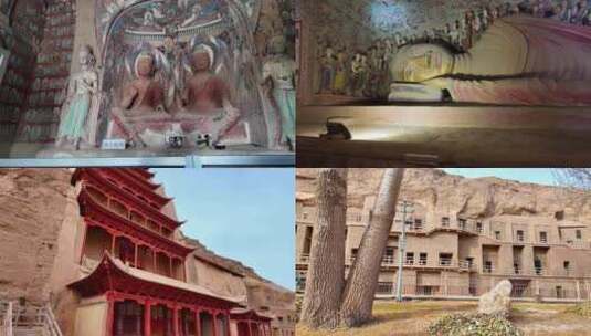 敦煌莫高窟佛像壁画世界文化遗产高清在线视频素材下载