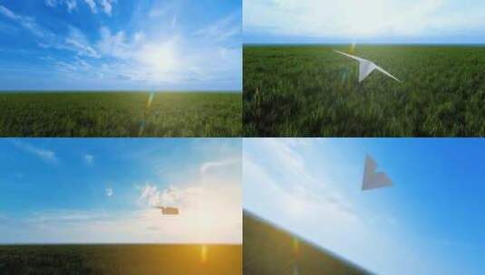 纸飞机飞过天空 青春 自由高清在线视频素材下载