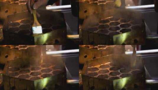 南京传统风味特色美食小吃梅花糕的制作过程高清在线视频素材下载