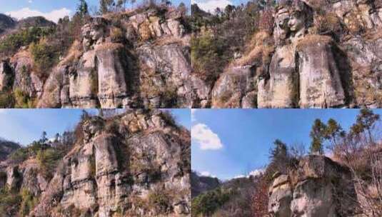 羊街镇双河村夫妻岩，远看像是一尊佛像高清在线视频素材下载