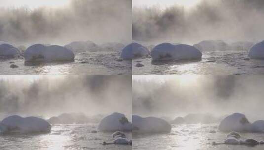 不冻河的晨雾1高清在线视频素材下载