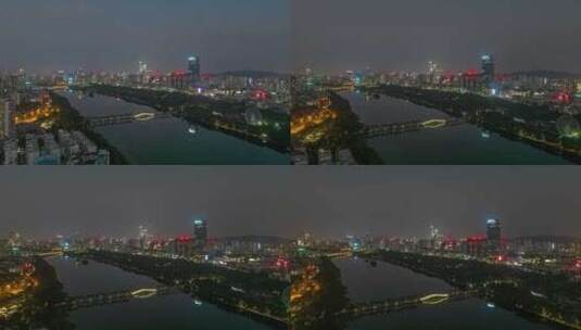 南宁南湖公园夜景航拍延时视频素材高清在线视频素材下载