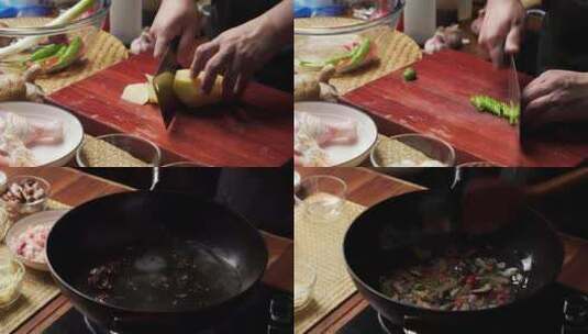 黄焖鸡烹饪过程高清在线视频素材下载
