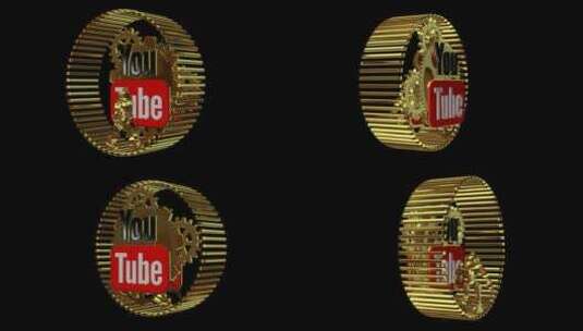 旋转YouTube标志与金钟机制和机器人高清在线视频素材下载