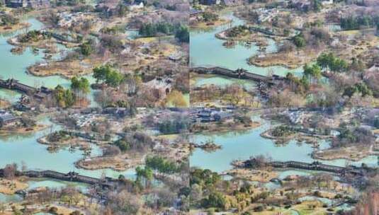 航拍瘦西湖风景区大明寺观音山园林寺庙高清在线视频素材下载