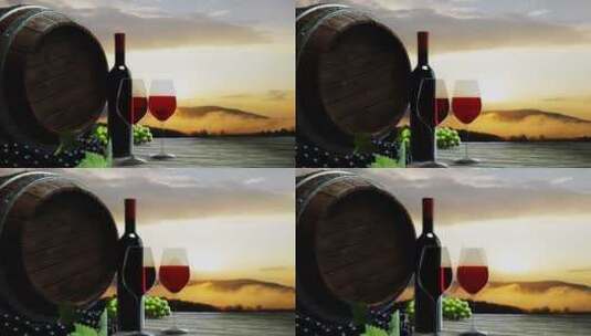 透明玻璃杯红葡萄酒红葡萄绿葡萄和葡萄酒高清在线视频素材下载