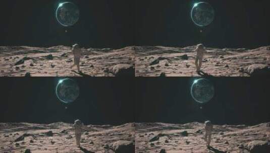宇航员在月球表面跳舞高清在线视频素材下载