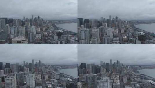 西雅图市区阴天的航拍。高清在线视频素材下载