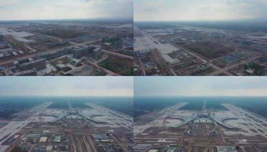 天府国际机场2020年航拍施工现场修机场高清在线视频素材下载