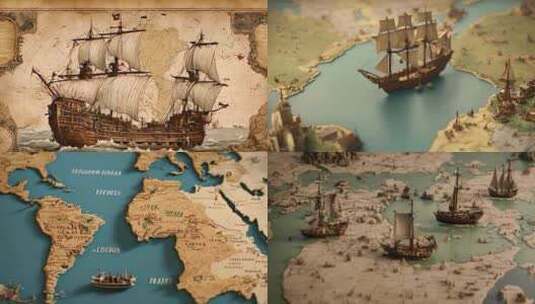 大航海时代地图航线高清在线视频素材下载