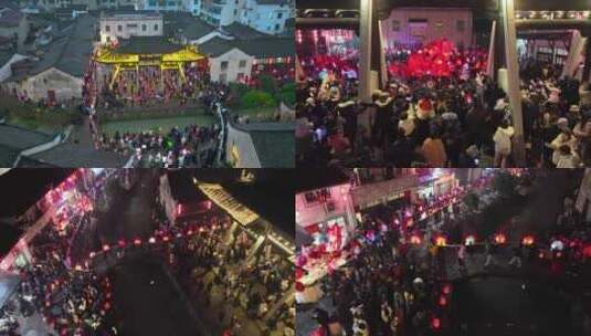 浦江传统民俗人文迎龙灯航拍9个镜头高清在线视频素材下载
