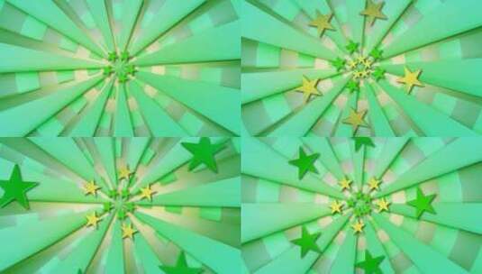 卡通背景旋转的绿色星星高清在线视频素材下载