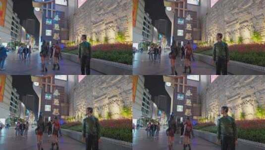 成都春熙路商业街步行街夜景实时高清在线视频素材下载