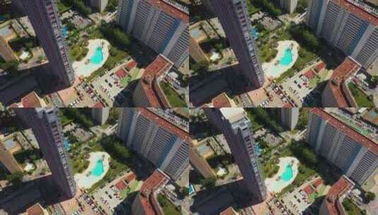 西班牙贝尼多姆镇的航拍镜头显示了高层公寓高清在线视频素材下载