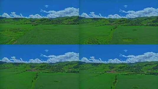 新疆那拉提草原风光HDR航拍高清在线视频素材下载