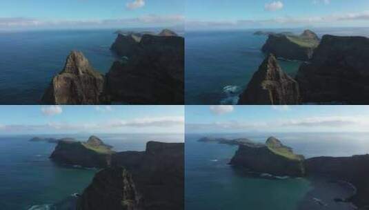 无人机拍摄了马德拉岛悬崖的海岸。绿松石和高清在线视频素材下载