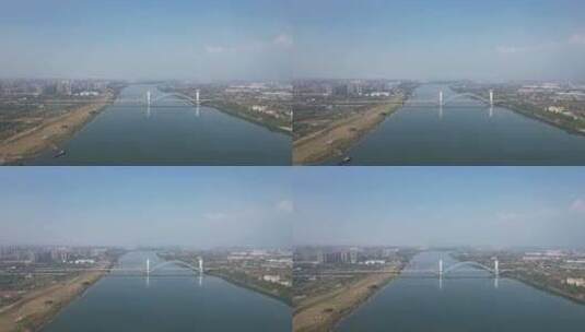 湖南湘潭莲城大桥航拍高清在线视频素材下载