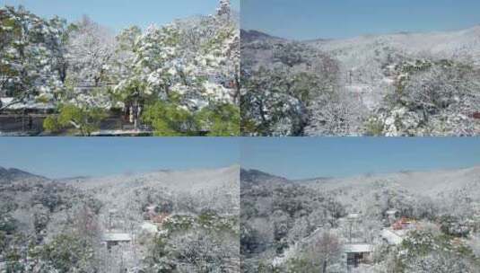 湖南省长沙市岳麓山岳麓书院雪景4k航拍高清在线视频素材下载