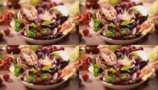 红烩海鲜焖煮海鲜西餐主厨制作扇贝大虾高清在线视频素材下载