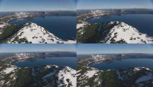 火山口，湖，山，雪高清在线视频素材下载