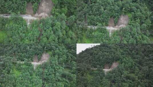 雨季泥水流塌方路段工程车抢修高清在线视频素材下载