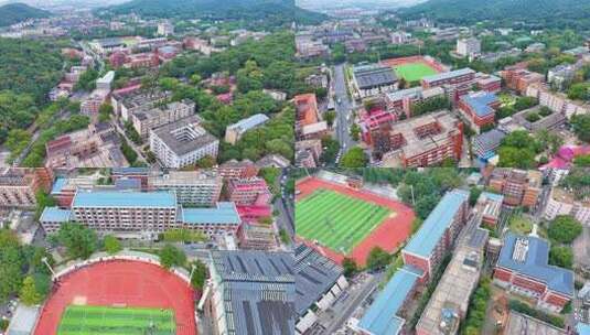 湖南大学学校校园风景航拍长沙岳麓区城市地高清在线视频素材下载