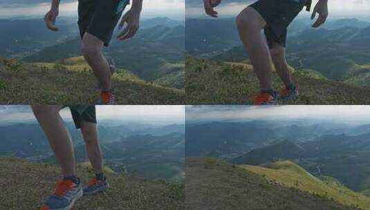 徒步登山登顶户外运动高清在线视频素材下载