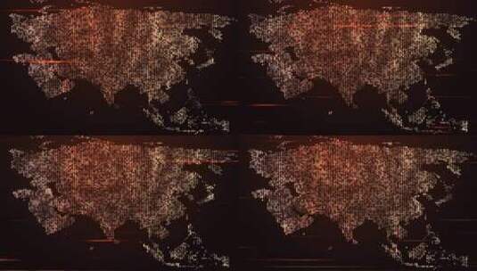 粒子亚洲地图高清在线视频素材下载